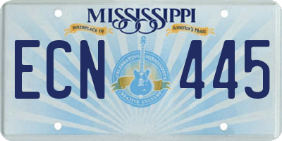 MS license plate ECN445