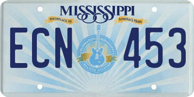 MS license plate ECN453