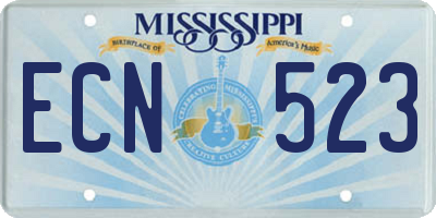 MS license plate ECN523