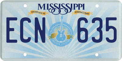 MS license plate ECN635