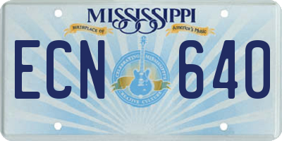 MS license plate ECN640