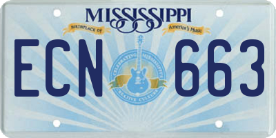 MS license plate ECN663