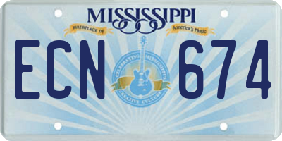 MS license plate ECN674