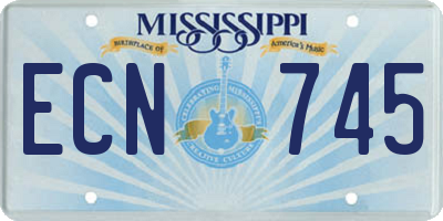 MS license plate ECN745