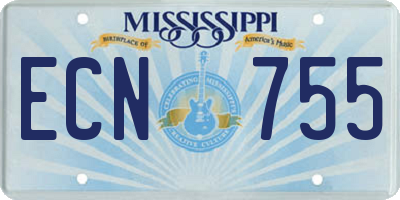 MS license plate ECN755