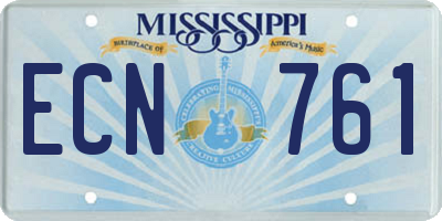 MS license plate ECN761