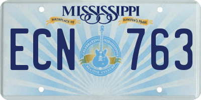 MS license plate ECN763