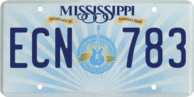 MS license plate ECN783