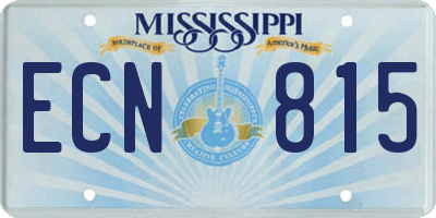 MS license plate ECN815