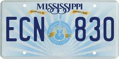 MS license plate ECN830