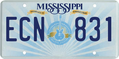 MS license plate ECN831