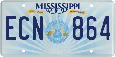 MS license plate ECN864