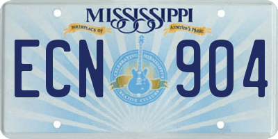 MS license plate ECN904