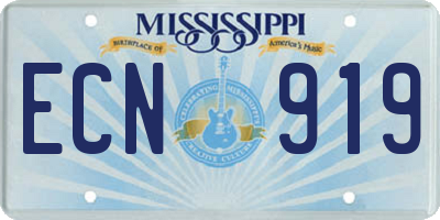 MS license plate ECN919