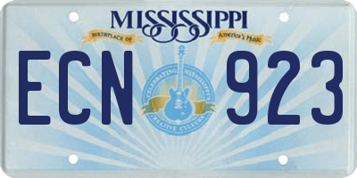 MS license plate ECN923