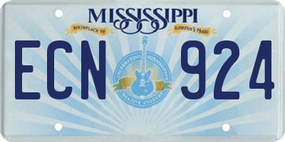 MS license plate ECN924