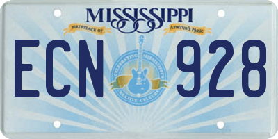 MS license plate ECN928
