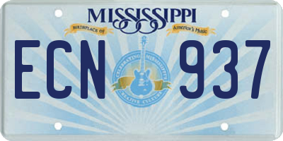 MS license plate ECN937