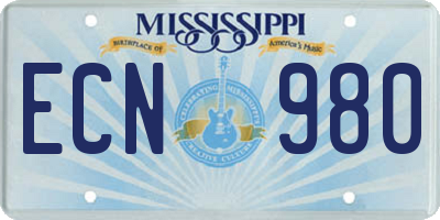MS license plate ECN980