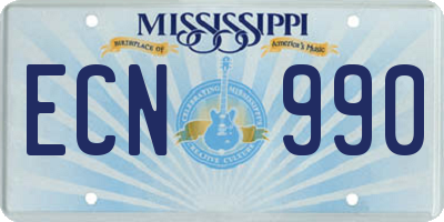 MS license plate ECN990