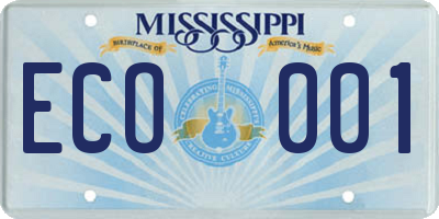 MS license plate ECO001