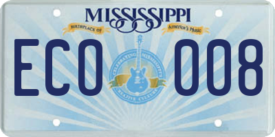 MS license plate ECO008