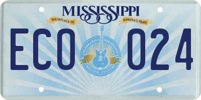 MS license plate ECO024
