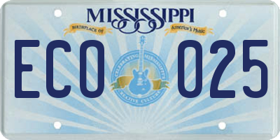 MS license plate ECO025