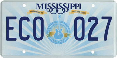 MS license plate ECO027