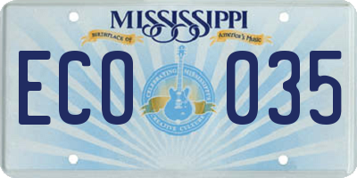 MS license plate ECO035