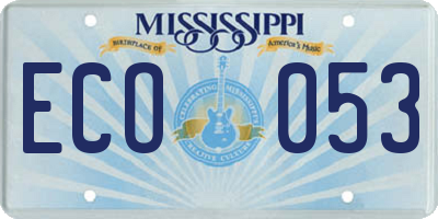 MS license plate ECO053