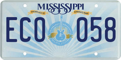 MS license plate ECO058