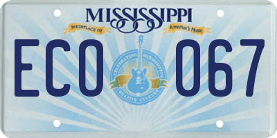 MS license plate ECO067