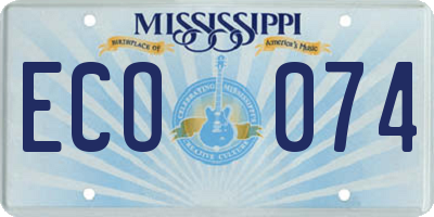 MS license plate ECO074