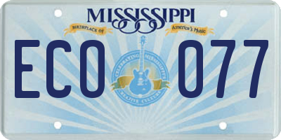 MS license plate ECO077