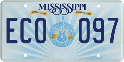 MS license plate ECO097