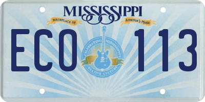 MS license plate ECO113