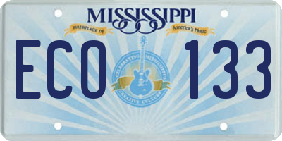 MS license plate ECO133