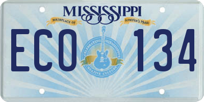 MS license plate ECO134