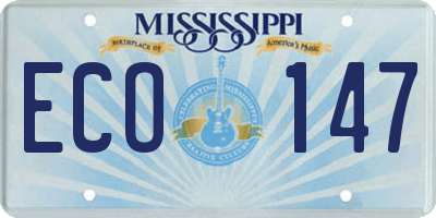 MS license plate ECO147