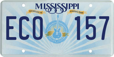 MS license plate ECO157