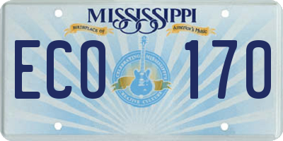 MS license plate ECO170