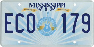 MS license plate ECO179