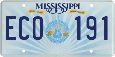 MS license plate ECO191