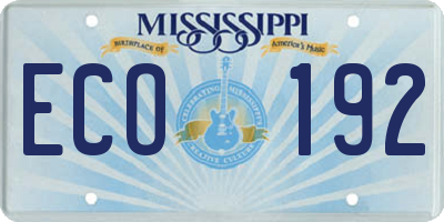 MS license plate ECO192