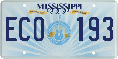 MS license plate ECO193