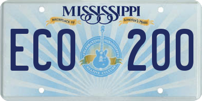 MS license plate ECO200