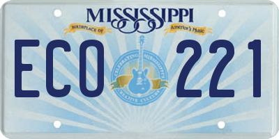 MS license plate ECO221