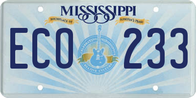 MS license plate ECO233