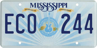 MS license plate ECO244